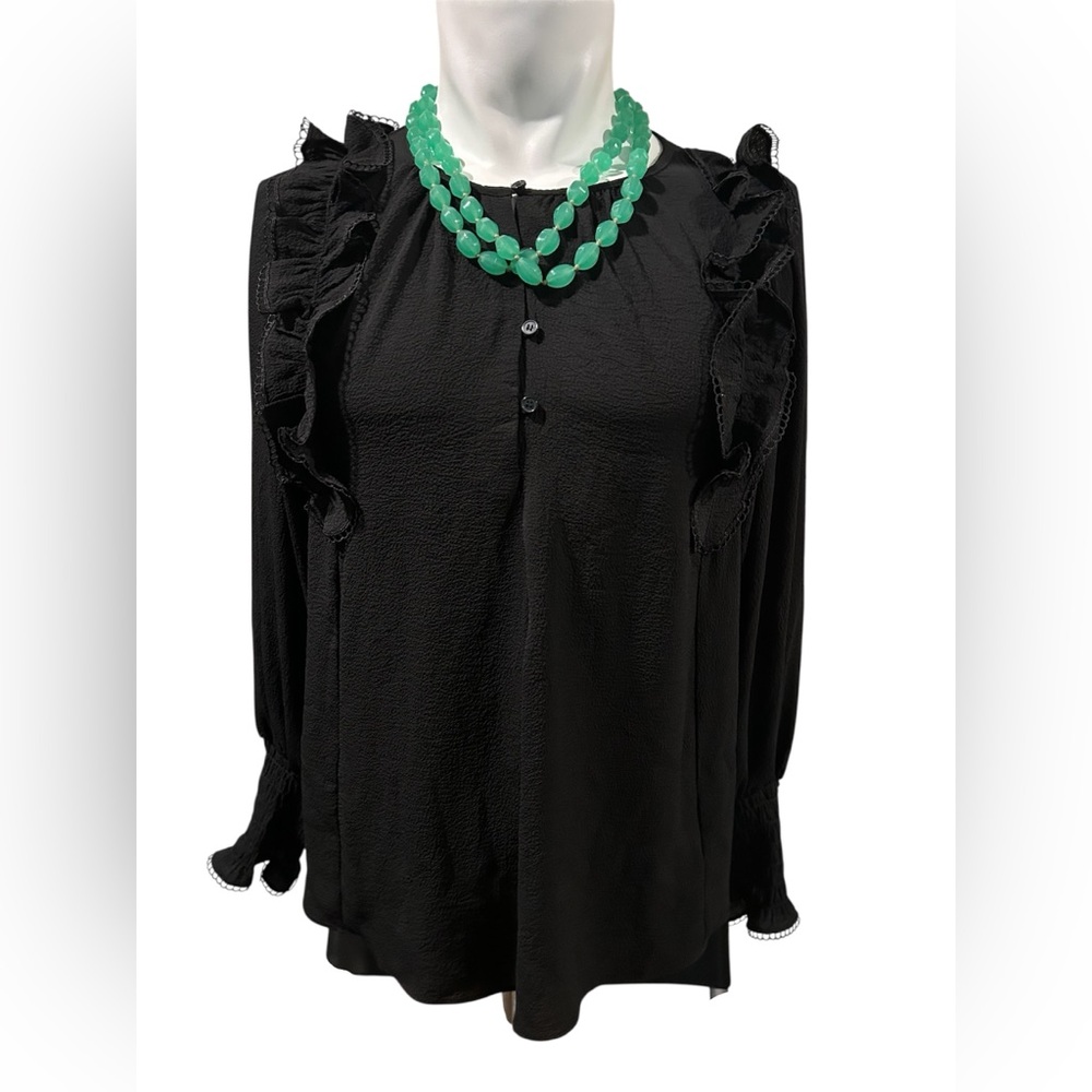 Max Studio Black Ruffled Blouse